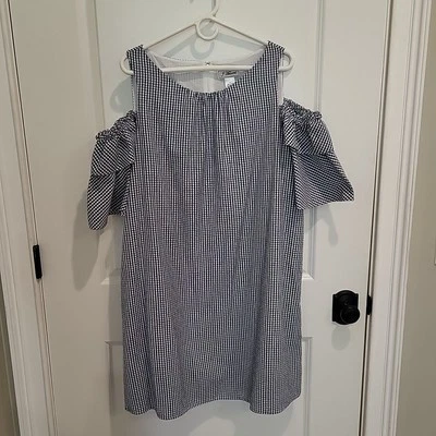 Vestido J. Howard Mujer Talla 18 Azul Cuadros HOMBRO FRÍO Forrado Hasta la Rodilla Cremallera Foto 1 de 4