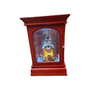 MR CHRISTMAS CURIO CABINET CHRISTMAS CHURCH & SLEIGH RIDE LIGHTED TESTED WORKS - Picture 1 of 8