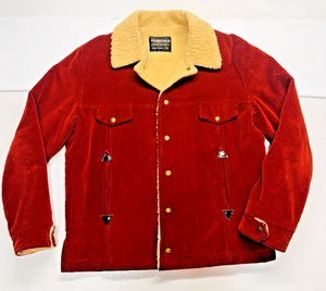 Puritan Sportswear Elephant Corduroy Sherpa Jacket Medium Red 60s VTG Heritage - Picture 1 of 10