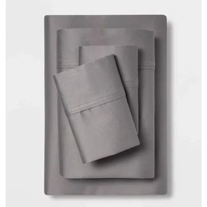 Solid Performance 400 Thread Count Sheet Set Threshold Gray full size100% cotton - Picture 1 of 5