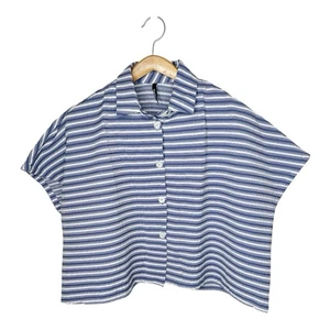 Dress To Kill Jane Mohr Top One Size Button Up Lagenlook Boxy Artsy Striped - Picture 1 of 10