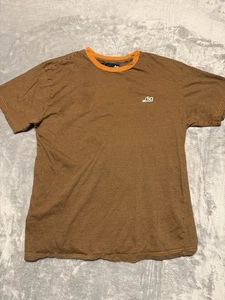 Camicia grande uomo vintage ricamata Lost Enterprises arancione a righe - Foto 1 di 5