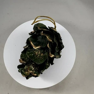 Vintage Weihnachten Urlaub Stoff Mache grün/gold/Glitzer Tannenzapfen Ornament - Bild 1 von 4