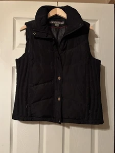 Women's Size Large Puffer Vest Down/Feather Black Camp Hike Work Travel Warmth - Picture 1 of 8