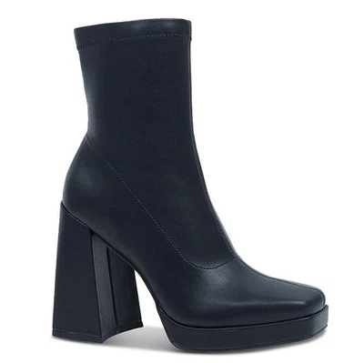 Wild Pair Womens 11 M Black Beaute Faux Leather Platform Block Heel Boots NIBSS3 - Image 1 of 4