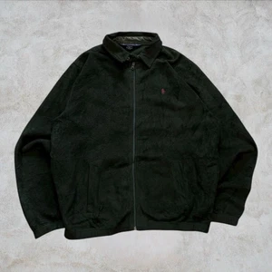 Vintage 90s Polo Ralph Lauren Fleece Harrington Jacket Pony Green Men’s Medium - Picture 1 of 4
