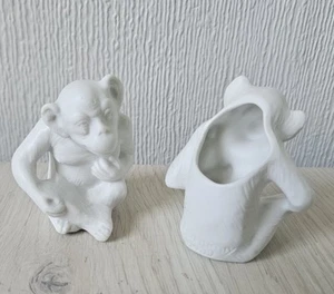 Antique Pair Parian Ware Chimpanzee Match Holders Germany Circa 19th Century 7cm - Picture 1 of 10