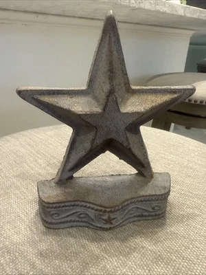 Cast Iron Star Shaped Door Stop Rustic Star Door Stay 6" Lovely Patina - Image 1 of 4
