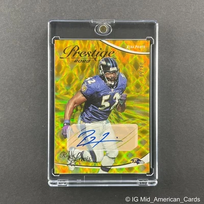 Ray Lewis 2023 Panini Prestige Ray Lewis Gold Auto #28 Ravens HOF /50 - Image 1 of 4