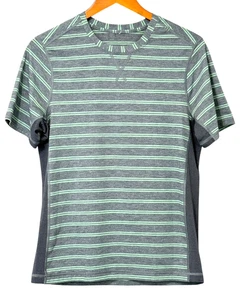Lululemon T.H.E. Crew Men's T-Shirt Double Dip Stripe Vintage Green Gym Size M? - Picture 1 of 6