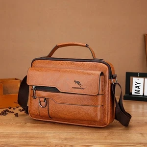Herren Leder Freizeit Umhängetasche Braun Schwarz Business Schultertasche Männer Handtasche - Bild 1 von 27