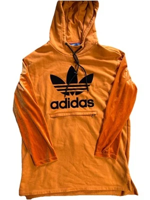 Adidas Orange Sweatshirt Women's Small Oversized Hoodie Long Tunic  - Image 1 of 4