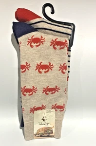 Calcetines PANAMA JACK Para Hombres Estampado de Cangrejo Talla 8-12 Beige Azul Marino Rojo NUEVO - Imagen 1 de 6