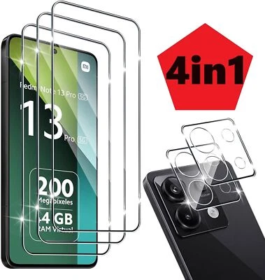 4in1 Xiaomi Redmi Note 13 / Pro + 2x 9h Schutzglas + 2x Kameraschutz Panzerfolie - Bild 1 von 4
