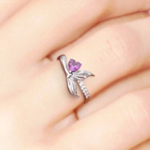 Romantic 925 Silver Plated Ring Women Wedding Heart Cubic Zircon Jewelry Sz 6-10 - Picture 1 of 12