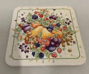 Nobel Hall Corked Back Coasters Pastel Fruit Coasters Set of 5 - Picture 1 of 4