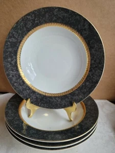4pc RETRONEU Imperial Collection, Gray Marble 490, Fine China 9" Wide Rim Bowls - Picture 1 of 3