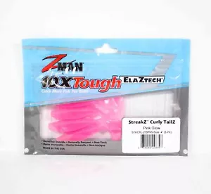 Zman Soft Lure StreakZ Curly 4 Inch 5/Pack Pink Glow (8347) - Picture 1 of 4