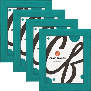 Jasper, 1.5" Rustic French Teal Picture Frame, Common Sizes 4x5 - 24x36, 4-Pack - Picture 1 of 8