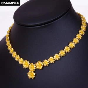 18” Y Necklace Women Thai Gold Vintage Jewerly Baht Gold Chain Engagement Gift - Picture 1 of 7
