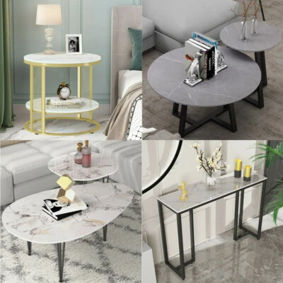 Marble Console Table Sofa Side Table Nesting Coffee Table Nightstand wit Storage - image 1 of 4