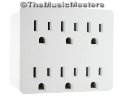 Electrical Socket 6-Way Power Splitter Tap 6 Outlet AC Wall Plug Adapter Cover - Image 1 of 4