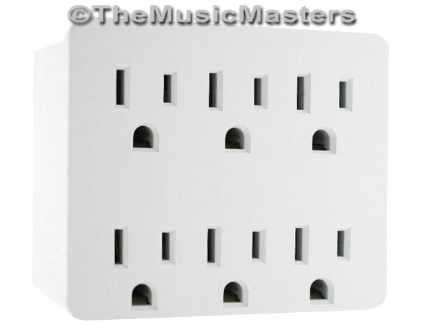 Electrical Socket 6-Way Power Splitter Tap 6 Outlet AC Wall Plug Adapter Cover - Image 1 of 4