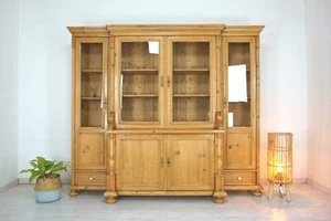 großes restauriertes Buffet, Bücherschrank von 1900 in Weichholz, Vitrine, - Bild 1 von 12