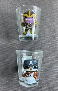 Marvel Shot glasses lot Funko Pop Holiday Thanos & Captain America Snowman - Picture 1 of 4