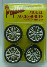 Pegasus #1250 Bella's Chrome  Rims  (4)-With Tires-1/24 Scale 1/25