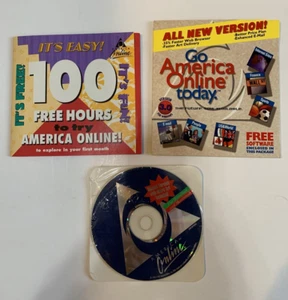 Lot of 3 - Vintage AOL Internet - 1 Floppy Disk - 2 CD's - Picture 1 of 12