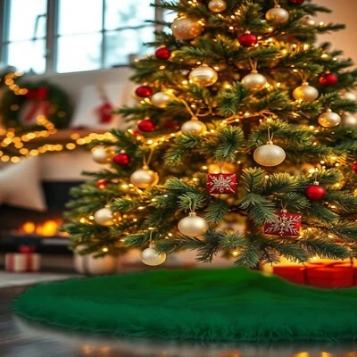 FabricLA Faux Fur Christmas Tree Skirt - Fluffy Plush for Holiday Decorations - Image 1 of 4