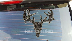 Ambush Camo Zombie Deer Skull Vinyl Sticker Decal buck whitetail hunting - Imagen 1 de 1