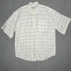 Ivy Crew  Mens Shirt Size Large Fits XL Linen Blend Windowpane Preppy Oversize - Picture 1 of 13