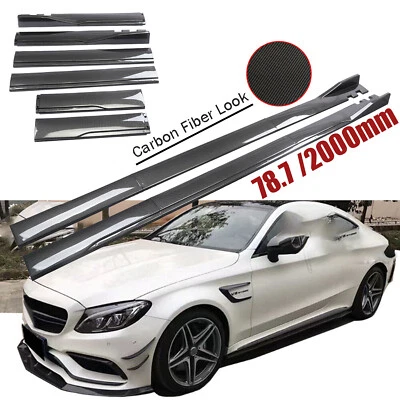 Carbon /Fiber Side+Skirt Rocker Panel Splitter Lip For Mercedes-Benz+ - Imagem 1 de 4