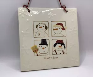 Tile Trivet Wall Hanging Christmas Snowmen Hallmark NWB - Picture 1 of 6