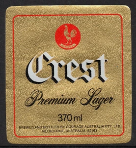 BEER LABEL: CREST PREMIUM LARGER 370 ML PERFECT CONDITION - Foto 1 di 1