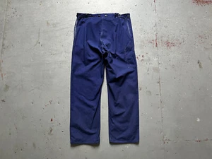 70s Vintage French Workwear Sanfor Faded Blue Cinch Back HBT Work Pants Trousers - Picture 1 of 13