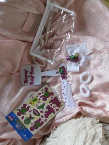 BARNEY 7-PIECE GIFT SET w/ZIPPERED CARRYING CASE + 2-SHEETS STICKERS  VTG 1990s - Picture 1 of 11