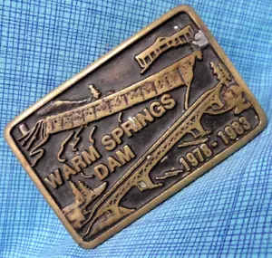 Warm Springs Dam 1978 1983 Belt Buckle Lake Sonoma CA Vtg 80s Anacortes .MMR777 - Picture 1 of 7