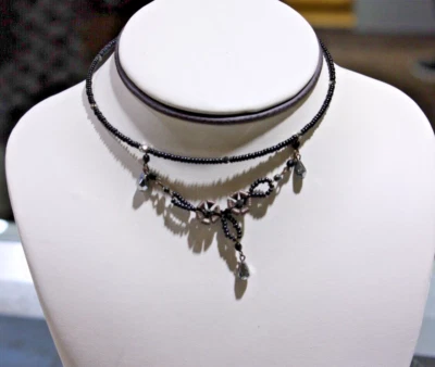 Gargantilla Piedra Negra Con Cuentas Joyería Personalizada Ajustable NUEVA Foto 1 de 4
