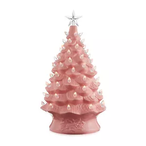 24" Pre-Lit Pink Ceramic Christmas Tree Hand-Painted Tabletop with Lights - Picture 1 of 1