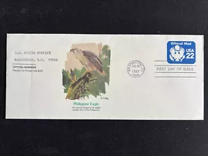 UO74 Official Mail Eagle (Embossed Bus Env) FDC Fleetwood 1985 Washington DC - Picture 1 of 2