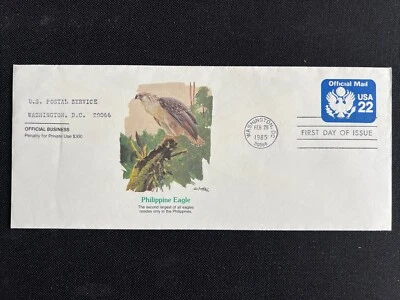 UO74 Official Mail Eagle (Embossed Bus Env) FDC Fleetwood 1985 Washington DC - Image 1 of 2