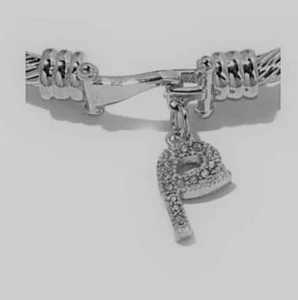 Emma Skye Stainless Steel "Personal Charm" Silver Tone "Initial P" Bracelet M/L - Foto 1 di 2