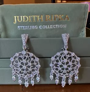 Judith Ripka 925 Sterling Silver Cubic Zirconia Dreamcatcher Earrings - NIB - Picture 1 of 6