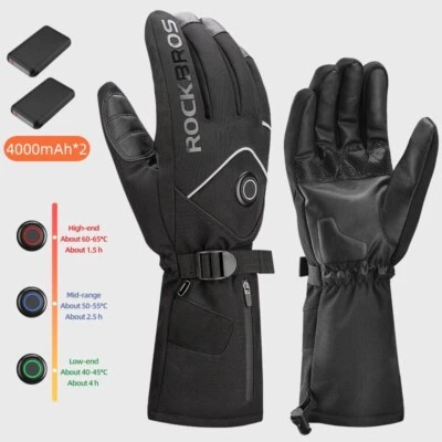ROCKBROS Guantes de Calefacción Eléctrica y Banco de Energía Ciclismo Dedo Largo Pantalla Táctil Foto 1 de 4