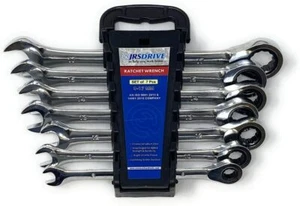 JRSDRIVE Llave Combinada de Trinquete Juego de 7 Piezas 8-17mm Métrico 5°Arc Swing CRV - Imagen 1 de 6
