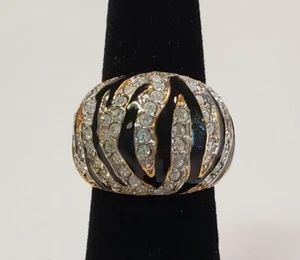 Anillo de Colección Rayas Cebra Talla 6 Simulado Estrás Acrílico Moda Disfraz Relleno - Imagen 1 de 4