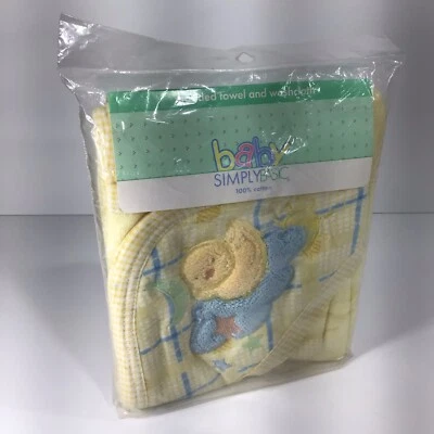 Simply Basic Baby Hooded Towel And Washcloth 100% Cotton - Image 1 of 4